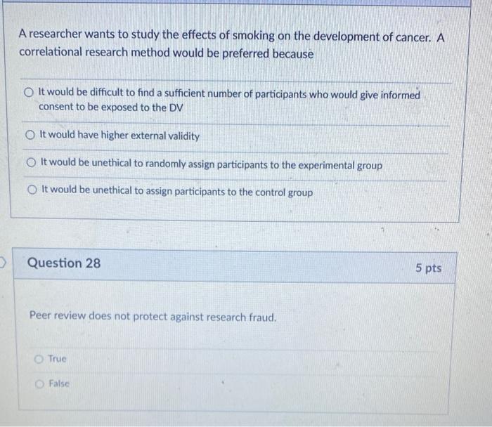 Solved A researcher wants to study the effects of smoking on | Chegg.com