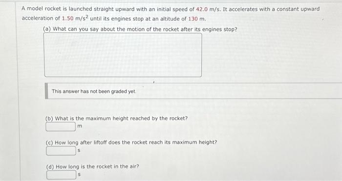 Solved A model rocket is launched straight upward with an | Chegg.com