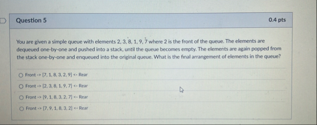 Solved Question 50.4 ﻿ptsYou are given a simple queue with | Chegg.com