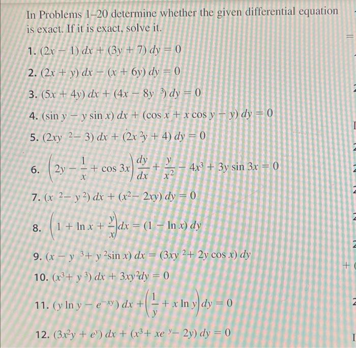 Solved In Problems 1-20 determine whether the given | Chegg.com