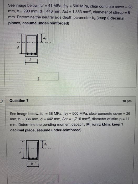 Solved See image below. fc' = 41 MPa, fsy = 500 MPa, clear | Chegg.com