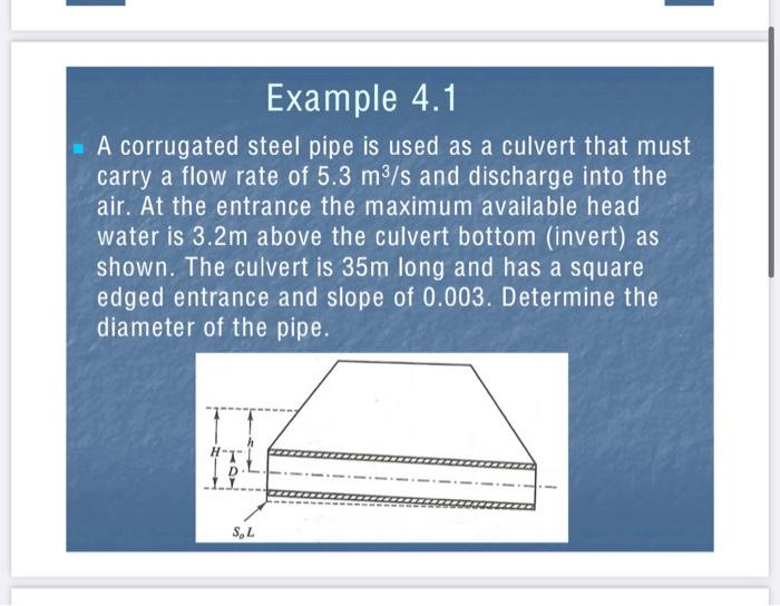 Example 4.1 - A corrugated steel pipe is used as a | Chegg.com