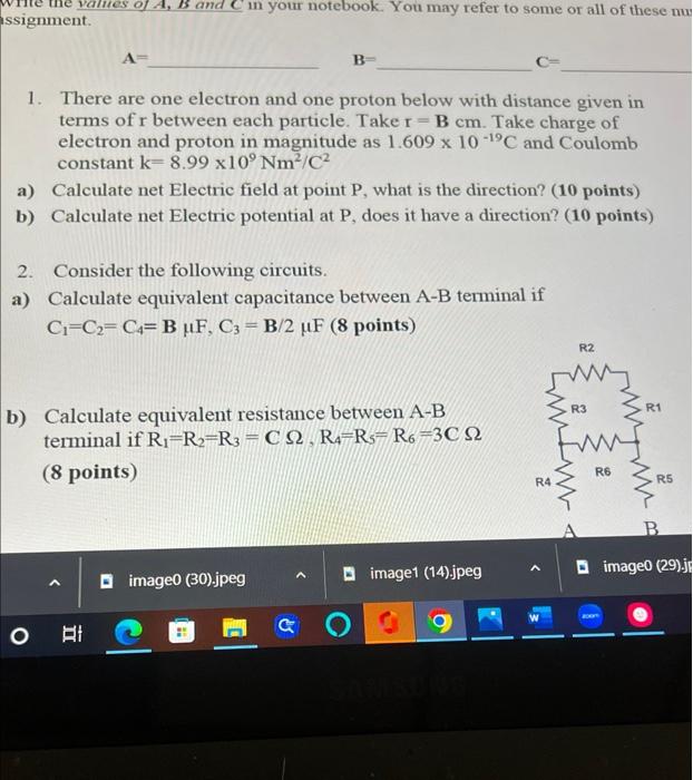 A=B=C= 1. There Are One Electron And One Proton Below | Chegg.com