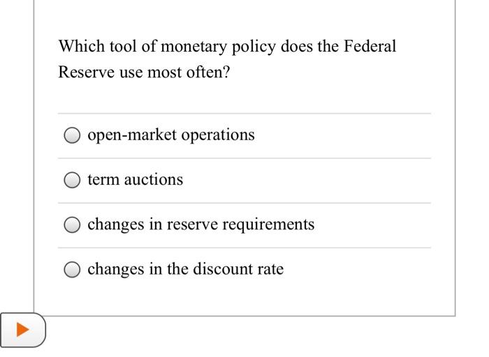 Solved Which tool of monetary policy does the Federal | Chegg.com