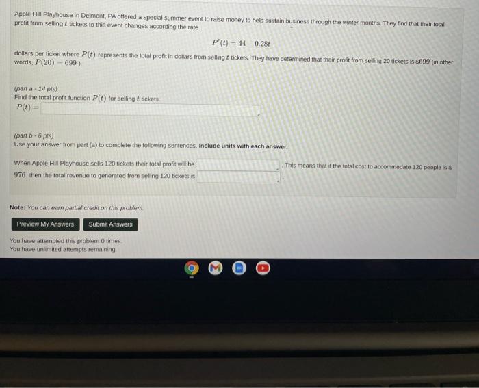 Solved Apple Hill Playhouse in Delmont, PA offered a special