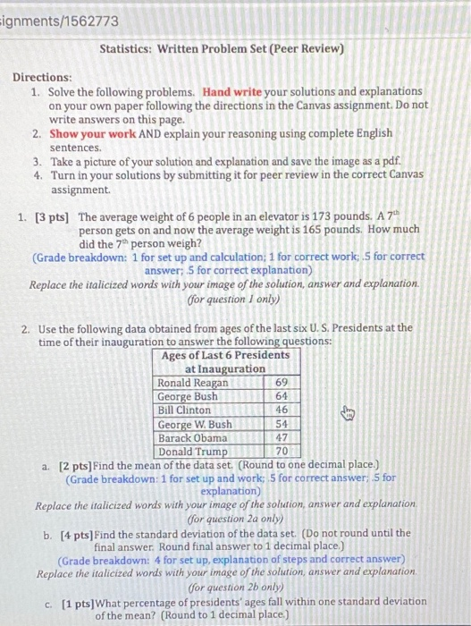 Solved Signments 1562773 Statistics Written Problem Set