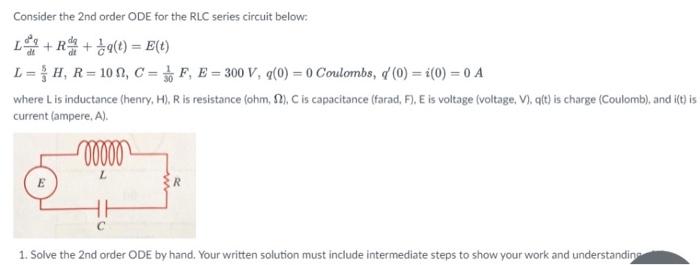 Solved Consider the 2nd order ODE for the RLC series circuit | Chegg.com