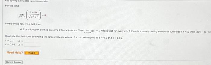 Solved A graphing calculator is recommended. For the limit | Chegg.com