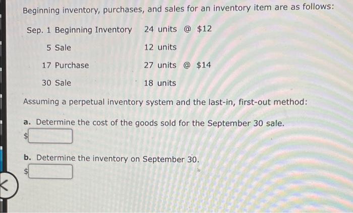 Solved Beginning Inventory, Purchases, And Sales For An | Chegg.com