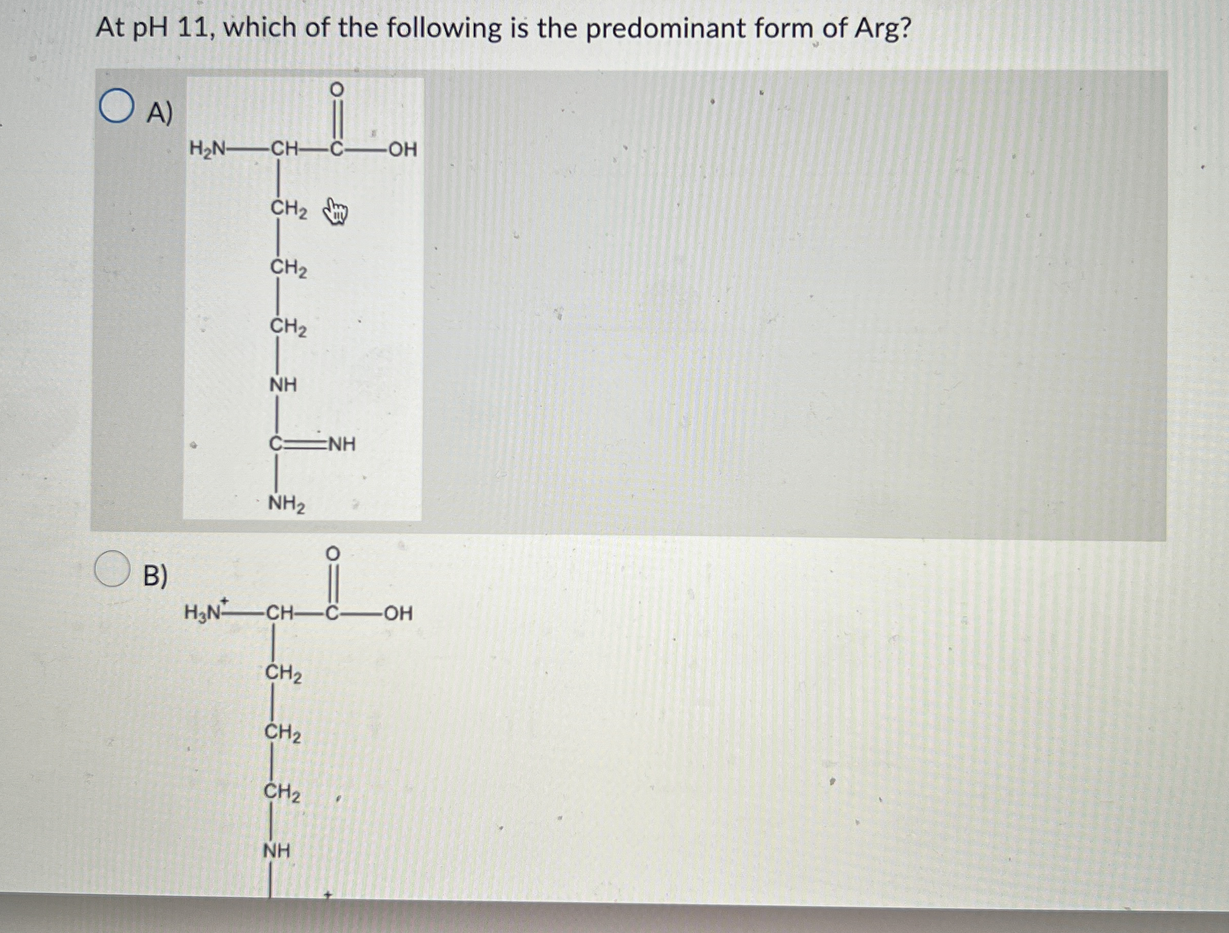 Solved At pH 11 , ﻿which of the following is the predominant | Chegg.com