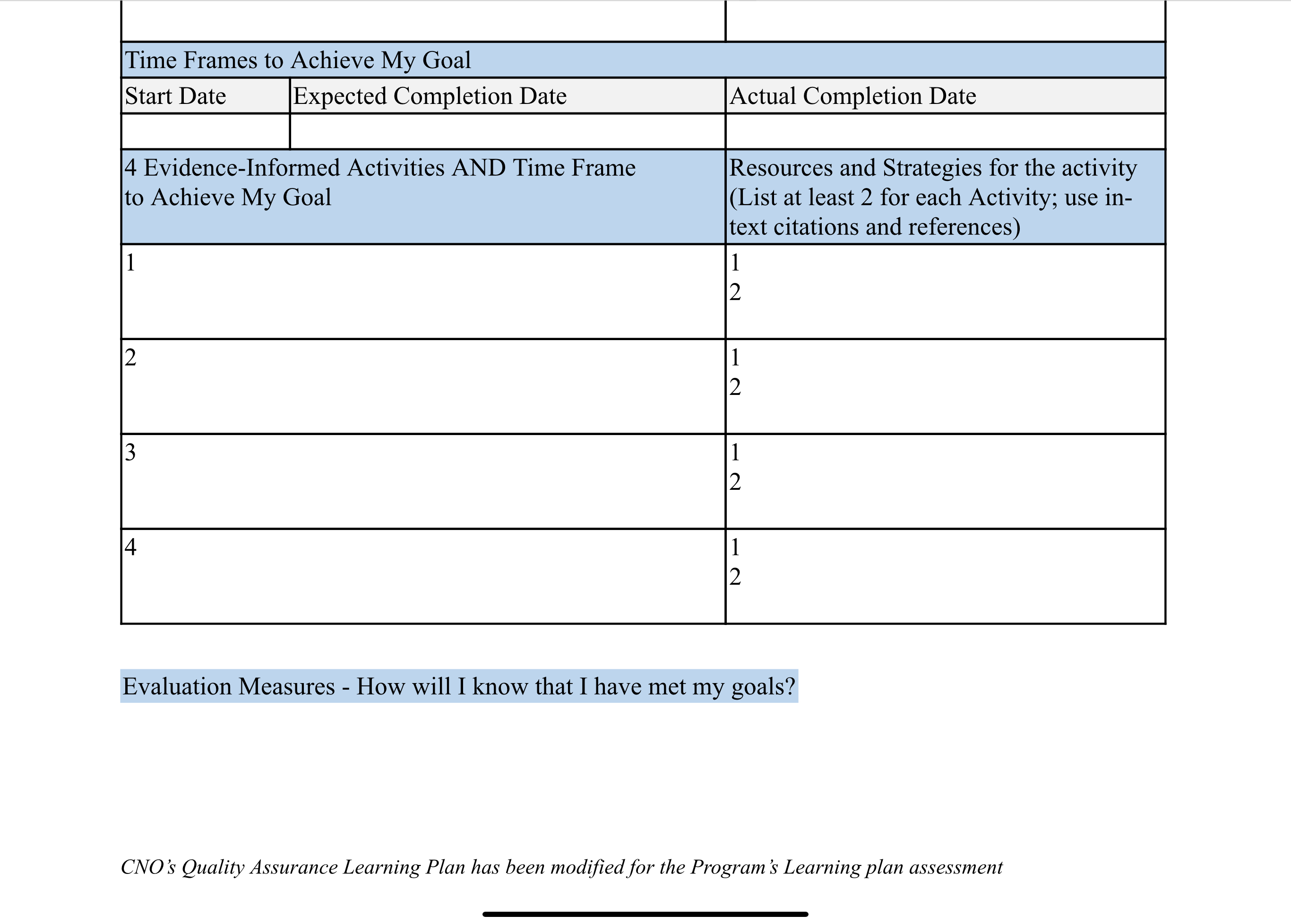 Solved \table[[,],[Time Frames to Achieve My Goal,Actual | Chegg.com