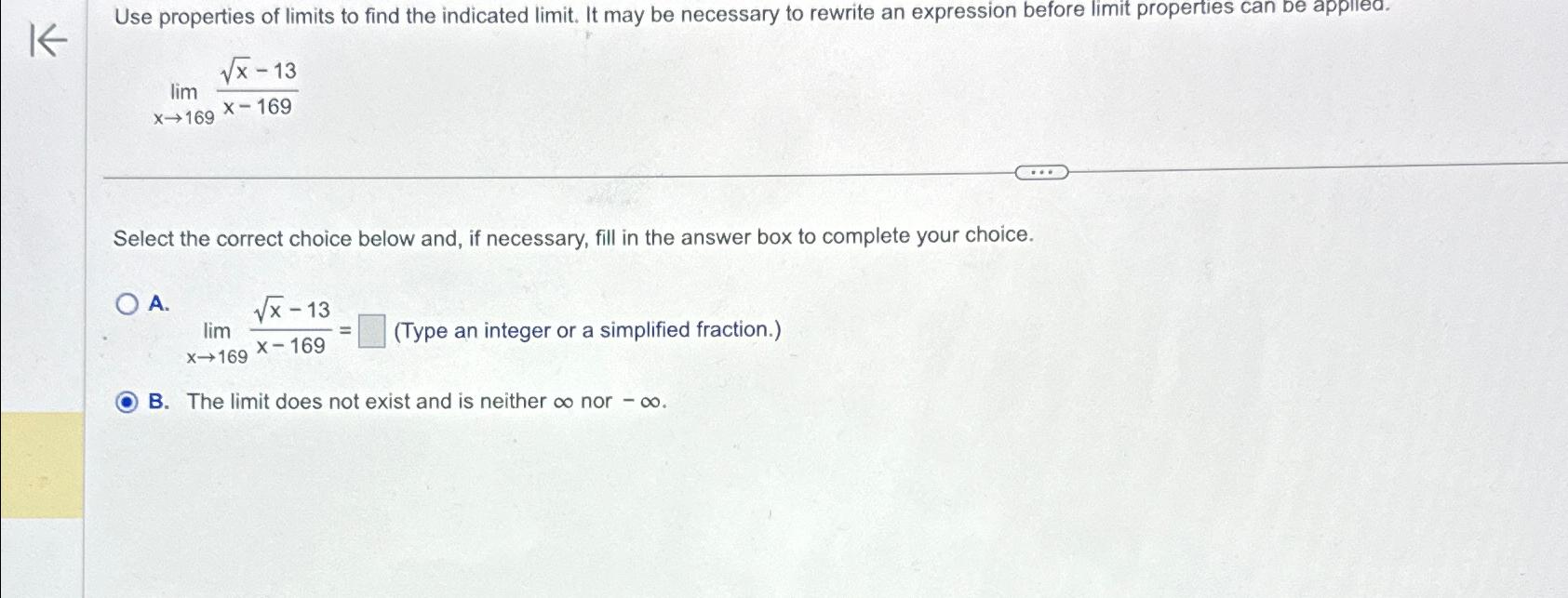 Solved Use properties of limits to find the indicated limit. | Chegg.com