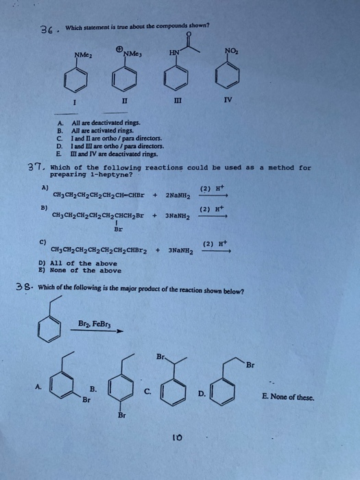 Solved 36. Which statement is true about the compounds | Chegg.com