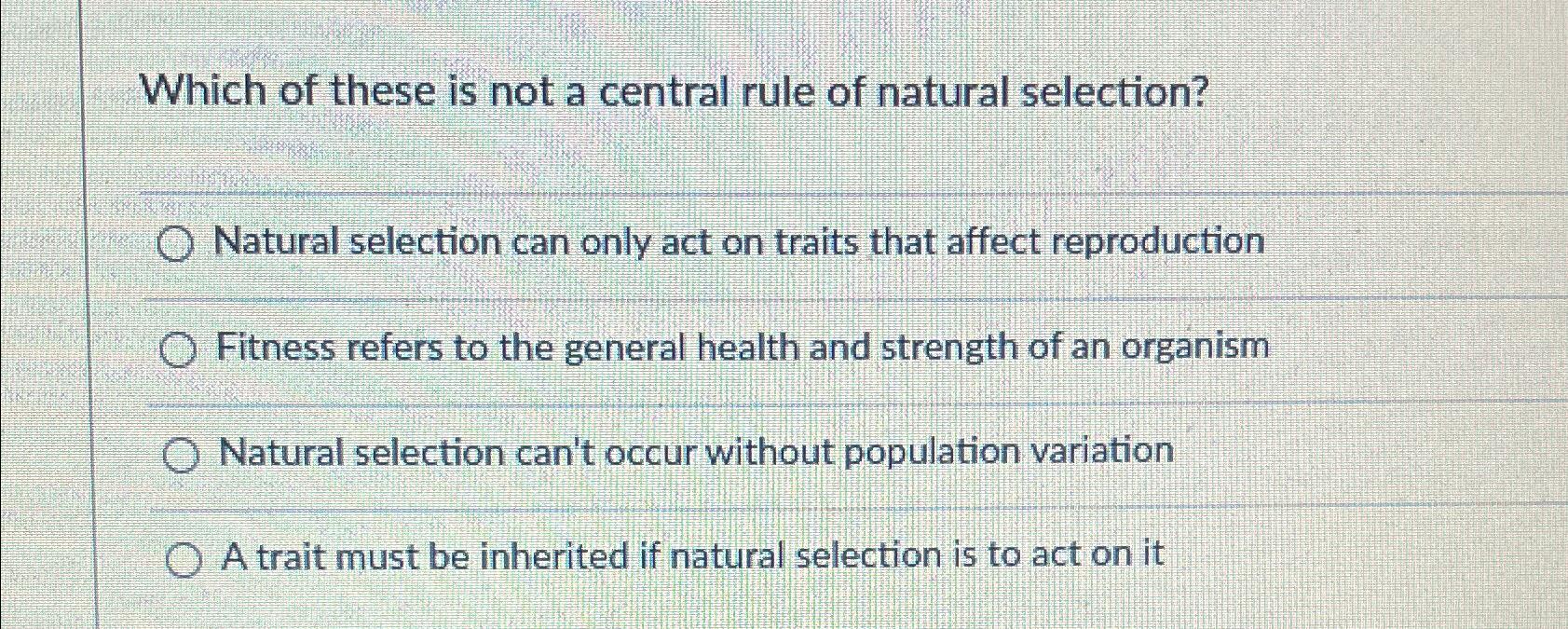 Solved Which of these is not a central rule of natural | Chegg.com