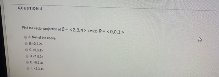 Solved Question 3 Find The Vector Projection Of U Onto V Chegg Com