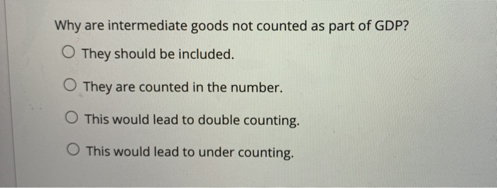 Solved Why are intermediate goods not counted as part of | Chegg.com