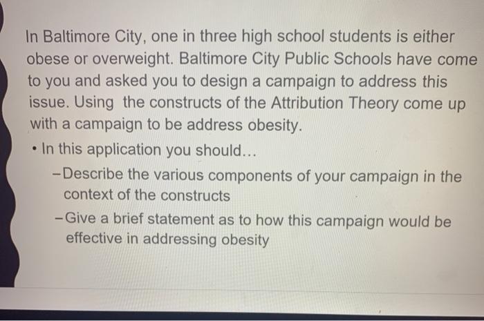 In Baltimore City, one in three high school students is either obese or overweight. Baltimore City Public Schools have come t