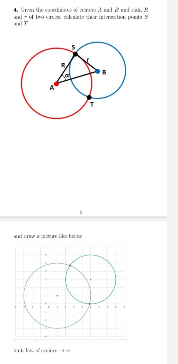 Solved 4. Given The Coordinates Of Centers A And B And Radii | Chegg.com