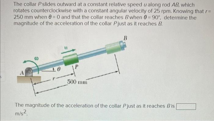 Solved The Collar P Slides Outward At A Constant Relative | Chegg.com