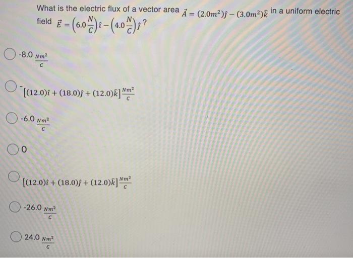 Solved What is the electric flux of a vector area in a | Chegg.com