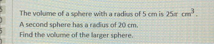 the volume of a sphere with radius 5