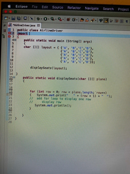 airplane seats program java