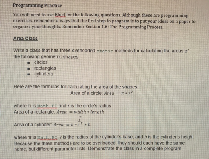 Solved Programming Practice You will need to use Blueſ for | Chegg.com
