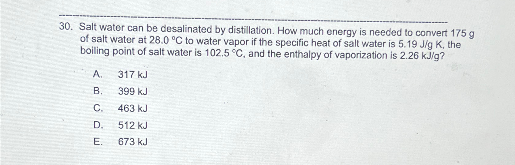 Solved Salt Water Can Be Desalinated By Distillation. How | Chegg.com