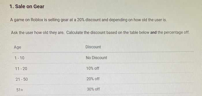 Solved 1 Sale On Gear A Game On Roblox Is Selling Gear A Chegg Com - how to use roblox gear in game