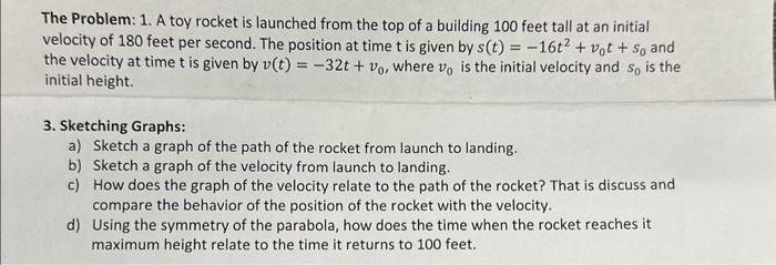 Solved The Problem: 1. A Toy Rocket Is Launched From The Top | Chegg.com