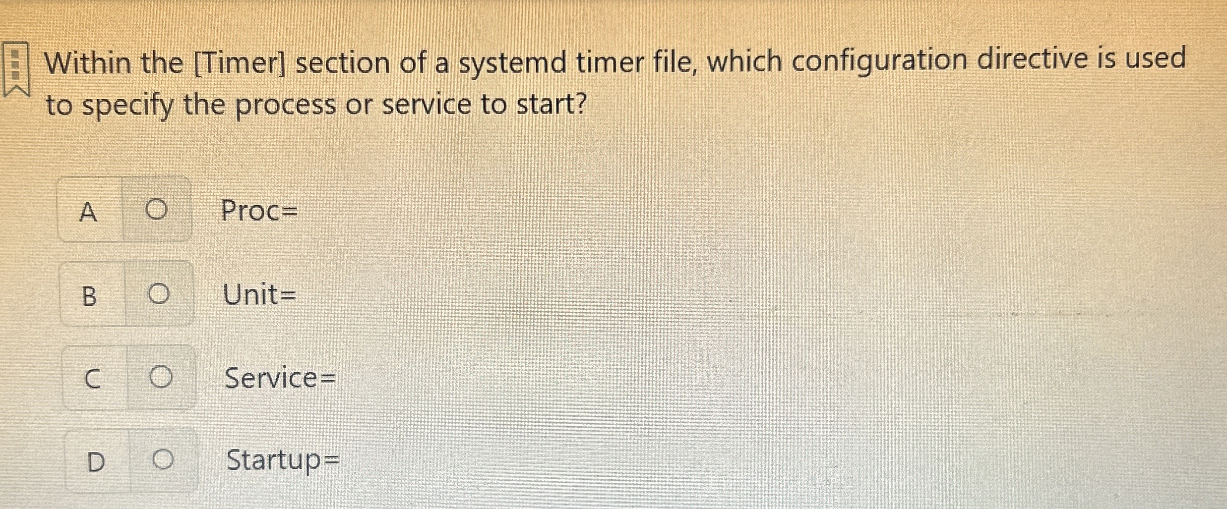 Solved Within the [Timer] ﻿section of a systemd timer file, | Chegg.com