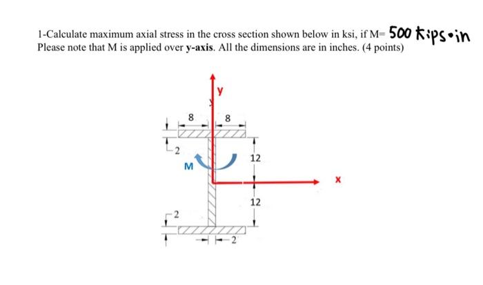 Solved 1-Calculate maximum axial stress in the cross section | Chegg.com