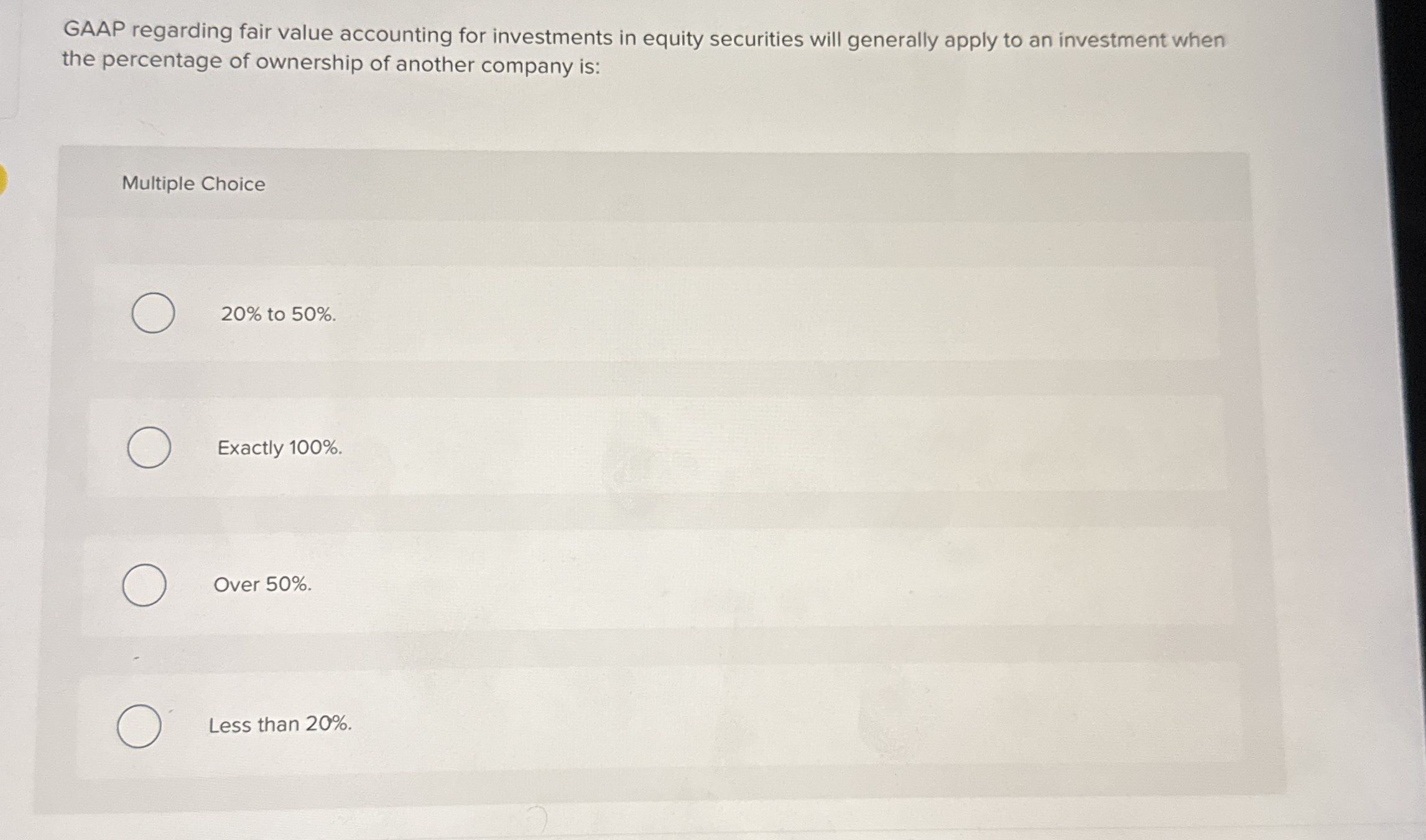 Solved GAAP regarding fair value accounting for investments | Chegg.com