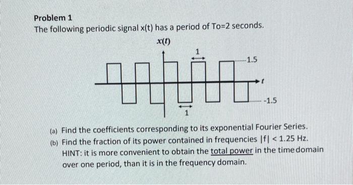 Solved Problem 1 The Following Periodic Signal X T Has A