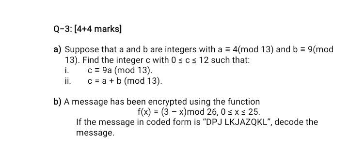 Solved A) Suppose That A And B Are Integers With A≡4(mod13) | Chegg.com