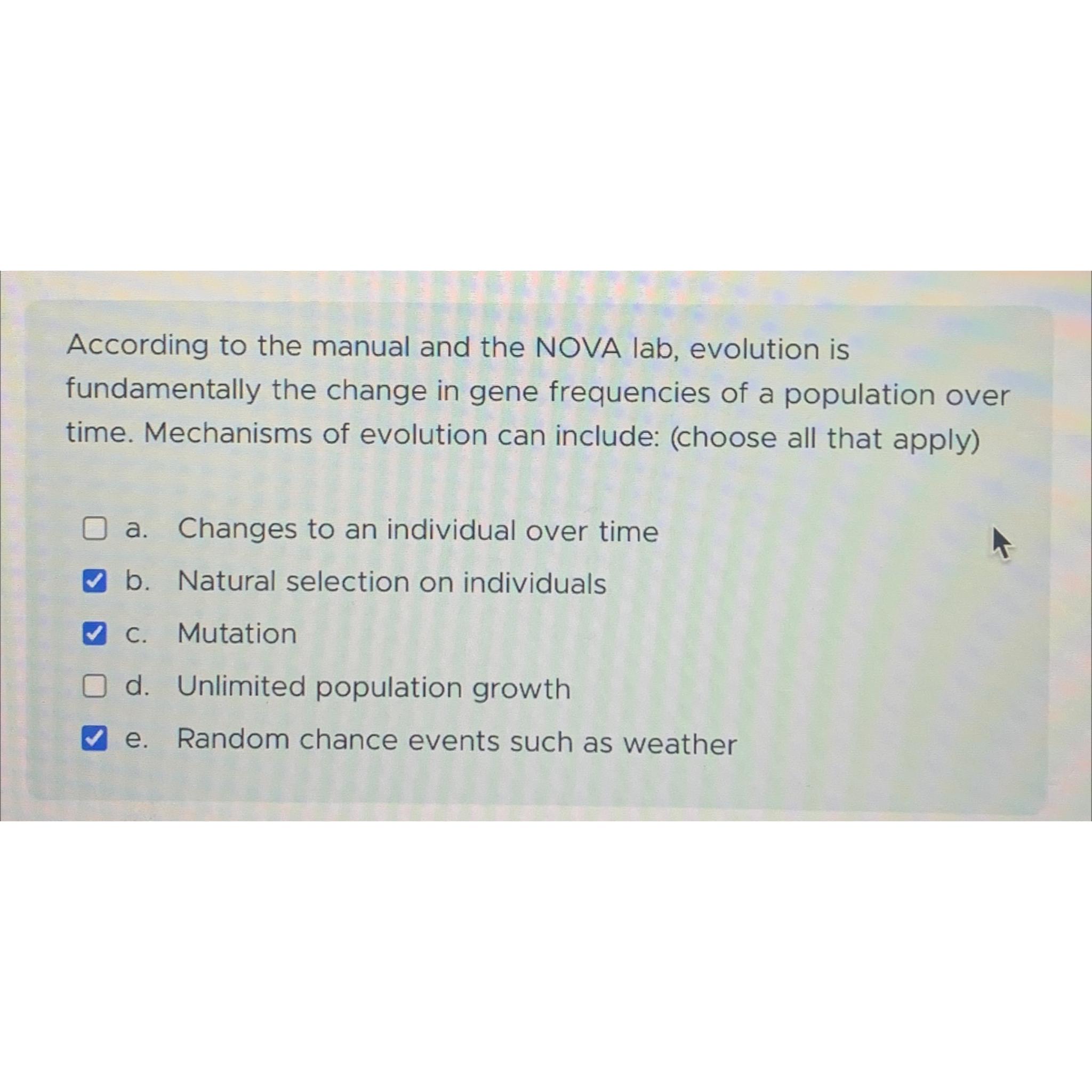 Solved According to the manual and the NOVA lab, evolution