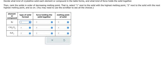 Solved Decide what kind of crystalline solid each element or | Chegg.com