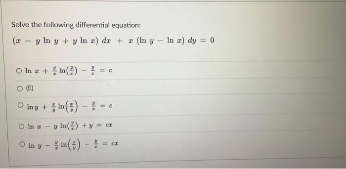 Solved Solve The Following Differential Equation