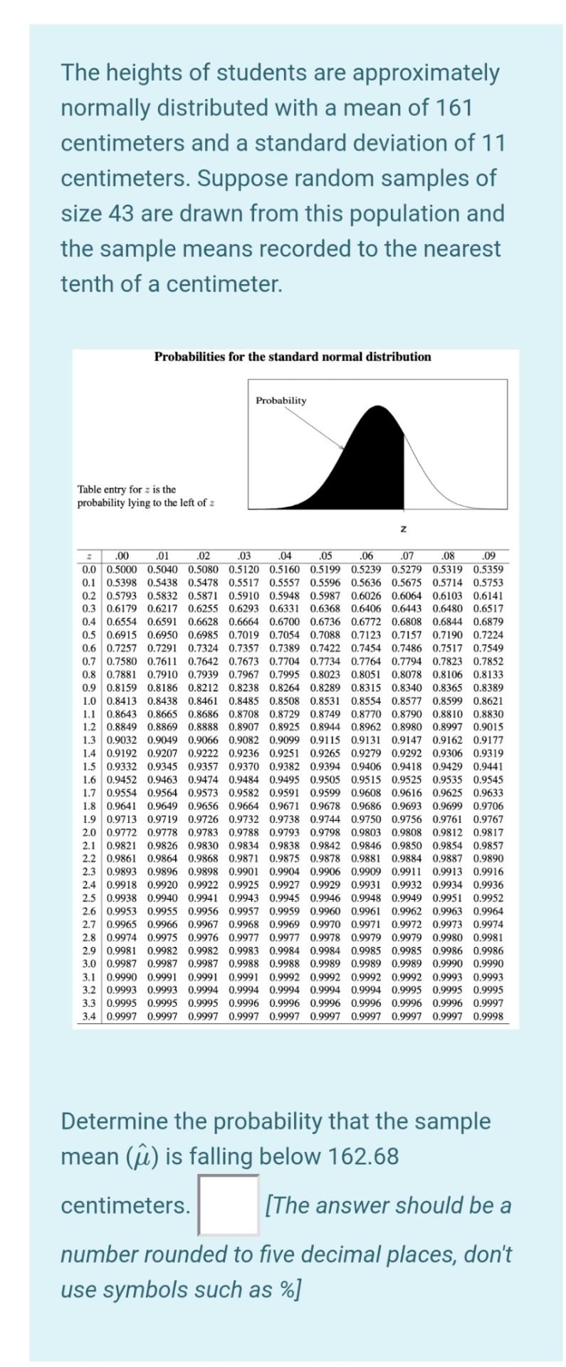 Solved The heights of students are approximately normally | Chegg.com
