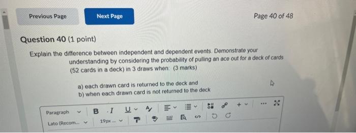 Solved Question 40 (1 point) Explain the difference between | Chegg.com