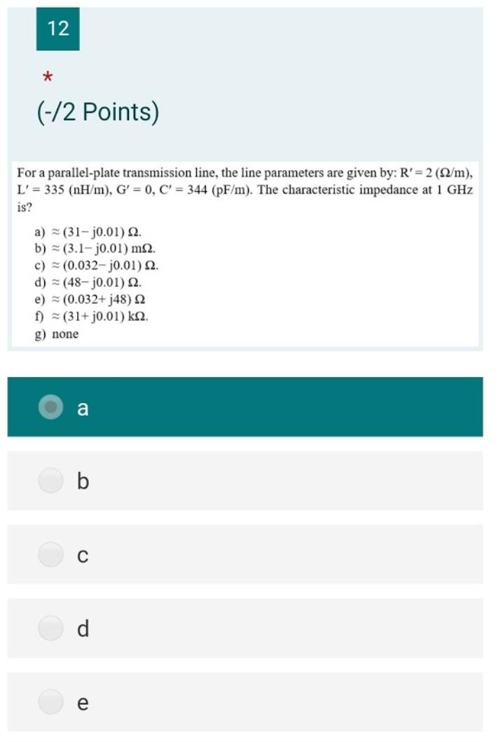 Solved 11 * (-/2 Points) A lossless microstrip line uses a | Chegg.com