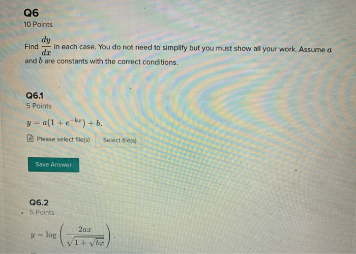 Solved Q6 10 Points dy Find in each case. You do not need to | Chegg.com