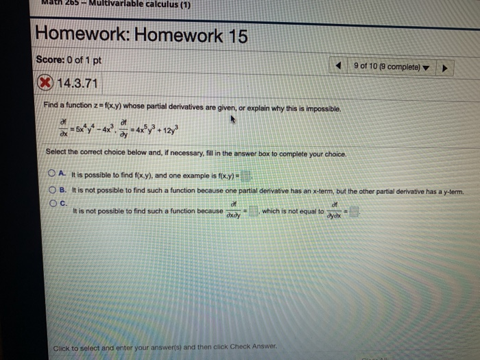 Multivariable Math Homework Problem Solved Math 265 – Multivariable calculus (1) Homework: | Chegg.com
