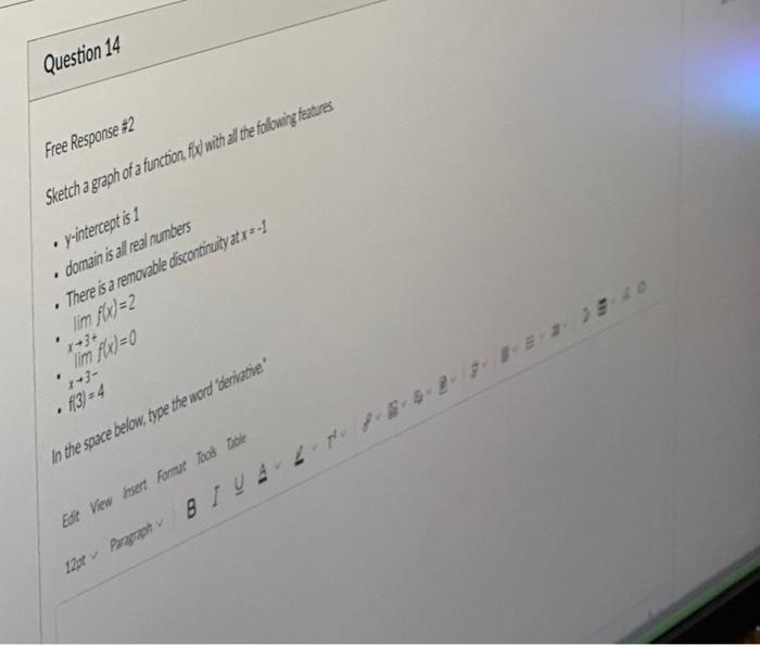 Solved Question 14 Free Response #2 Sketch a graph of a | Chegg.com
