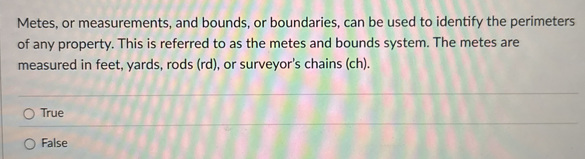 Solved Metes, or measurements, and bounds, or boundaries, | Chegg.com