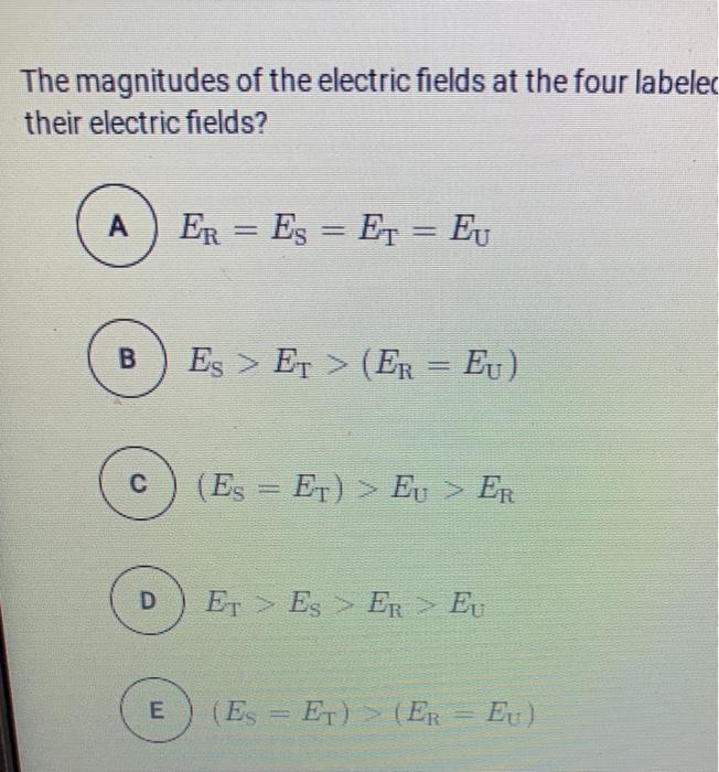 Solved The Magnitudes Of The Electric Fields At The Four | Chegg.com