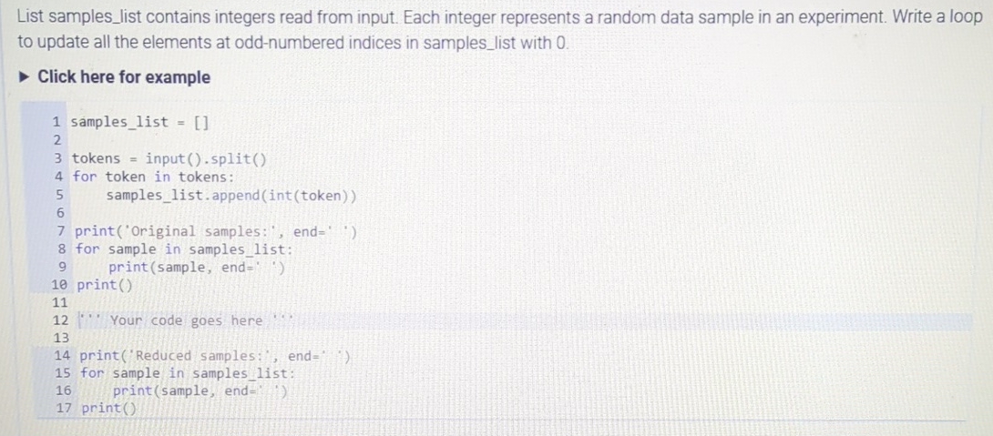 Solved List samples_list contains integers read from input. | Chegg.com