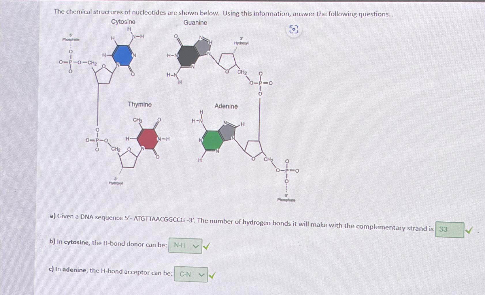 Solved The chemical structures of nucleotides are shown | Chegg.com