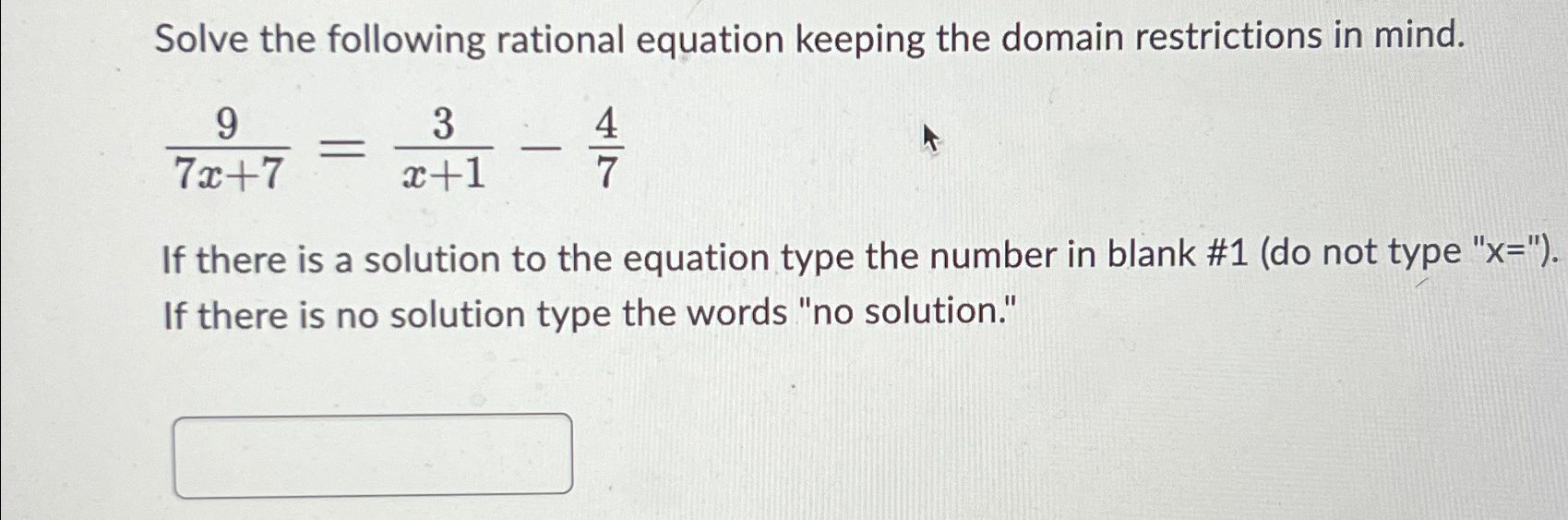 Solved Solve the following rational equation keeping the | Chegg.com