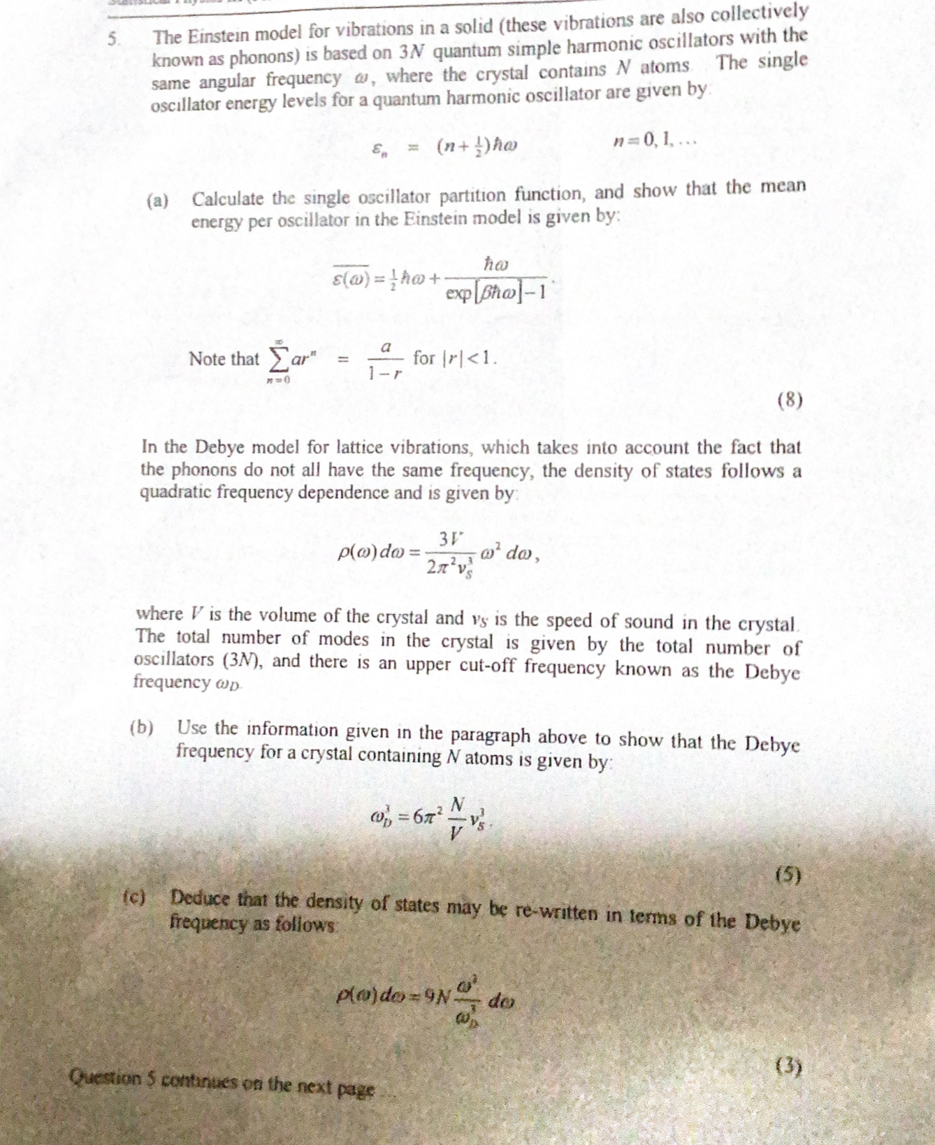 Solved The Einstein model for vibrations in a solid (these | Chegg.com